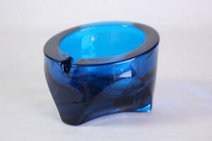 送料無料 ブルー 青 小サイズ ▼ バイキング VIKING アッシュトレイ ガラス灰皿 ヴィンテージ 灰皿 ミッドセンチュリー スペースエイジ