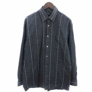 バーバリー ロンドン BURBERRY LONDON シャツ 長袖 ロゴ ストライプ グレー LL 大きいサイズ ■GY31 メンズ