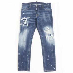 【ドンドン見直し】美品□18AW ディースクエアード S74LB0422 Skater Jean クラッシュデニムパンツ/スキニージーンズ 青 48 伊製 正規品