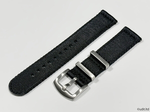 ラグ幅:20mm 高品質 分割 NATO ストラップ ブラック ファブリック 腕時計ベルト 時計用バンド 二重編み込み DBH