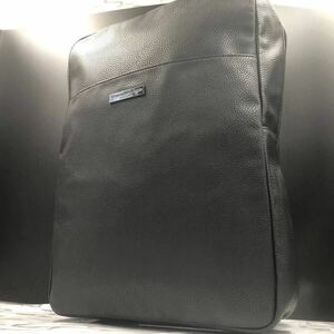 【超稀少/美品】Ermenegildo Zegna エルメネジルドゼニア メンズ ビジネス リュック バックパック レザー A4◎ PC◎ 大容量 ブラック 黒