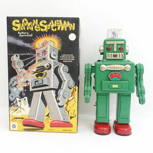 ★ HAHA TOY SMORKING SPACE スモーキング スペースマン ブリキ玩具 グリーン 中古 ジャンク品 ロボット SF レトロ玩具 (0220481610)