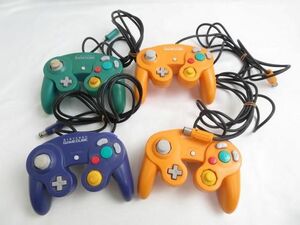 【同梱可】中古品 ゲーム ゲームキューブ アクセサリ-・周辺機器 4点 コントローラー エメラルドブルー オレンジ 等