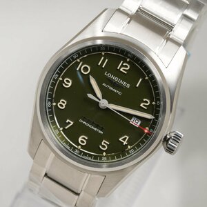 ロンジン LONGINES 腕時計 スピリット L3.810.4.03.6 グリーン文字盤 自動巻 メンズ 未使用品 [質イコー]