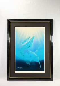 真作 クリスチャン・ラッセン 1989年ミクストメディア「ロード・オブ・ザ・シー」画 51×76cm 米国作家 クリアブルーの海は癒しの世界 7540