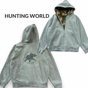 ハンティングワールド フルジップ スウェットパーカー S グレー カモフラ 迷彩 HUNTING WORLD パーカー　カモ　カモフラージュ　