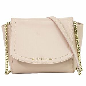 本物 フルラ FURLA チェーン ショルダーバッグ ポシェット レザー ピンク