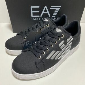 1円〜★新品★US9(約27㎝) ★EA7 EMPORIO ARMANI(エンポリオアルマーニ)/メンズ/レースアップシューズ/イーグルロゴ/ブラック×シルバー