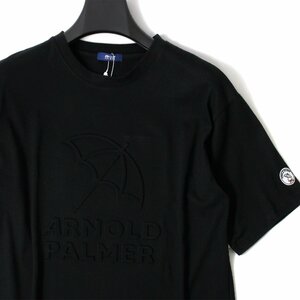 新品 アーノルドパーマー ビッグロゴ エンボス 半袖 Tシャツ L 黒 Arnold Palmer シャツ トップス メンズ カジュアル ◆CG2327B