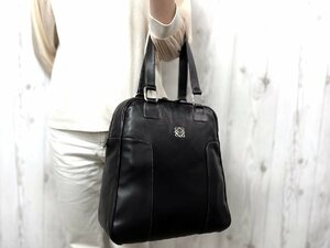 極美品 LOEWE ロエベ アナグラム ハンドバッグ ショルダーバッグ バッグ レザー 黒 A4収納可 メンズ 70686Y