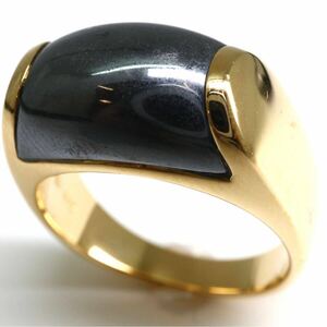 BVLGARI(ブルガリ)◆K18 天然ヘマタイト トロンケットリング◆M 約9.0g 約13号 hematite ring 指輪 EF3/EF8