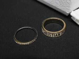 1円 ChristianDior クリスチャンディオール リング 指輪 アクセサリー 表記サイズ L (約14号) 2点セット ゴールド系×シルバー系 AW6266