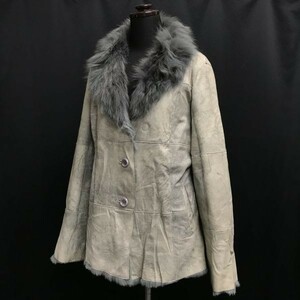 マーファス/MORPHEUS☆ふわモコ触感/ラビット＆ブルーフォックスファー/レザーコート【M/グレー系/gray】Coats◇cBH354