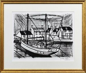 【真作】【正光画廊】20世紀最後の巨匠 ベルナール・ビュッフェ 「エランの船」 銅版画 創業1972年*