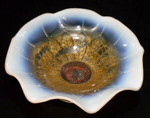  ANTIQUE FENTON GLASS COMPORT MADE IN USA/花瓶 乳白