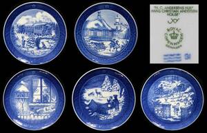 ◆ROYAL COPENHAGEN・ロイヤルコペンハーゲン・イヤープレート・5点・2001-2005・プレート皿・Denmark・陶磁器◆aa618