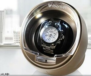 ワインディングマシーン シャンパンゴールド 1本巻き 腕時計 マブチモーター 自動巻き上げ機 静音 時計ケース 4種類回転モード LED