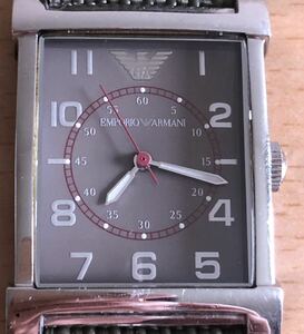 282-0675 EMPORIO ARMANI エンポリオ・アルマーニ　メンズ腕時計　革ベルト　クオーツ　AR-0221 電池切れ　動作未確認