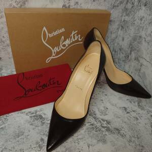 【1円～】Christian Louboutin クリスチャンルブタン パンプス 黒 ブラック レザー ポインテッドトゥ 37 1/2(23.5～24cm)