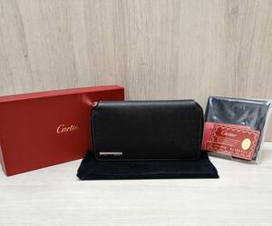 Cartier サントス ドゥ カルティエ L3000942 ブラック 長財布 ラウンドファスナー 店舗受取可