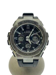 CASIO◆ソーラー腕時計/デジアナ/ラバー/ブラック/ブラック/GST-W110