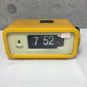 ◎【SEIKO/セイコー】デジタルクロック DP666T 置き時計 パタパタ時計 目覚まし時計 昭和レトロ オレンジ イエロー 日本製 動作確認済み