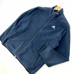 アディダス ☆ adidas Clima365 ネイビー フリースジャケット M シンプルロゴ◎ 着回し抜群♪ スポーツ 登山 アウトドア キャンプ■BA162