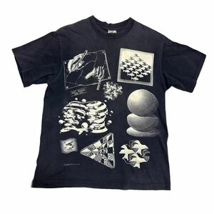 ☆90s M.C Escher PrintT ANDAZIA エッシャー マルチ プリント アート Tシャツ ビンテージ VINTAGE ヴィンテージ supreme 黒 ブラック