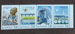 スウェーデン　1988 ノーベル賞　化学　4完 未使用糊なし　