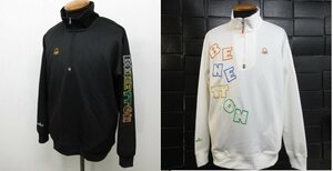 y4836 美品 UNITED COLORS OF BENETTON ハーフジップジャケット2着セット　Lサイズ　メンズ　ホワイト/ブラック　ジャージ　ベネトン　