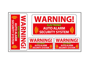 アメリカンなパブリックサインのバリューステッカー★PS-V6★WARNING！ ELECTRONIC AUTO ALARM SECURITY SYSTEM 警告 注意 危険 一般 お得