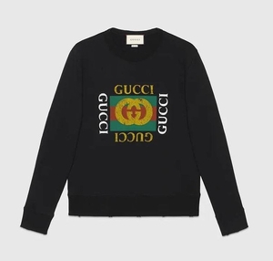 GUCCI グッチ スウェット ダメージ加工 ビンテージロゴ　Mサイズ　美中古 メンズ 454569-X5J57 ブラック