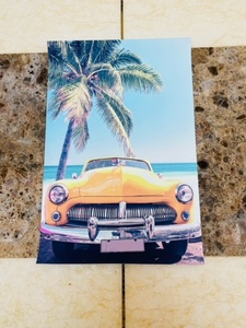 【P3】30x 21ハワイ・クラシックカー・カリフォルニア　ヤシの木　布ポスター・壁掛け・装飾・絵画