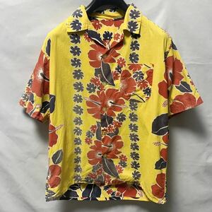 【50s ハイビスカス ボーダーパターン アロハシャツ】ビンテージ USA製 ハワイ製 40s ピクチャー レーヨン Ralph 60s 和柄 レア jams