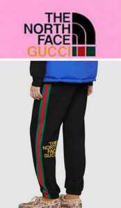 新品正規Lサイズ GUCCI × THE NORTH FACE print cotton jogging pant ノース フェイス×グッチ ウェブ プリント パンツ イタリア製