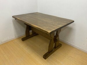 入手困難■OAK SHOP 豊田たんす 4人用ダイニングテーブル 幅120cm 楢材 オーク材 無垢 楔 ハンドメイド 名古屋 茶 ブラウン 和 天然木