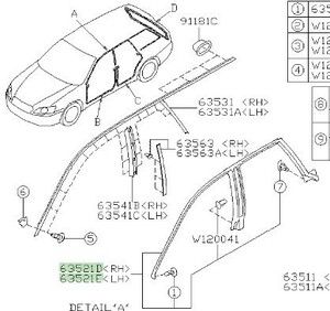 【スバル純正新品】SUBARU 未使用品 ★超希少品★ レガシィ ＢＰ ワゴン用 ウェザーストリップ 左右セット 2003/1-2009/4 BP5 BPE BP9