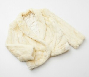 GP9350〇カルヴェンファーズ carven furs*パールミンク*MINK*最高級毛皮*ファーポンポン装飾*リアルファー*ファーコート*9*クリーム系