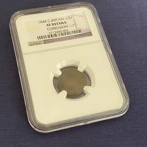 【アンティークコイン モダンコイン】NGC 1844年 イギリス G.BRITAIN 1/2F XF DETAILS CORROSION コレクション