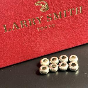 9 極美品【ラリースミス】LARRY SMITH PLAIN BEAD プレーンビーズ 8個 silver シルバー カスタムパーツ ナバホ フェザー チェーン メタル