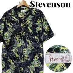 Stevenson スティーブンソン 総柄 龍柄 開襟 ポリシャツ 2Lサイズ