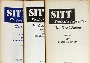 ジット 学生協奏曲 第1-3番 作品104,108,110 (ヴァイオリン＋ピアノ) 輸入楽譜 Sitt Student’s Concertina No.1-3 洋書