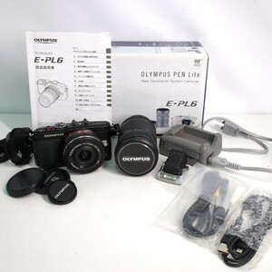 【動作品】ハローカメラ 0648　OLYMPUS PEN Lite E-PL6 (14-42mm.40-150mm).FL-LM1付キット 1605万画素 箱説明書 付属品あり T0514