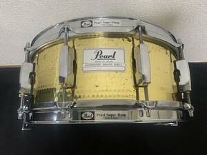 送料無料 状態良 Pearl 90s HAMMERED BRASS SHELL snare 14×5.5 パール ハンマード ブラス スネア ドラム dw