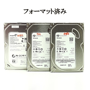 【3台 計1.5ＴB 薄型ＨＤＤ】【CrystalDiskInfo正常判定】使用時間4485～14050 Seagate ST500DM002 3.5インチ HDD SATA 500GB 