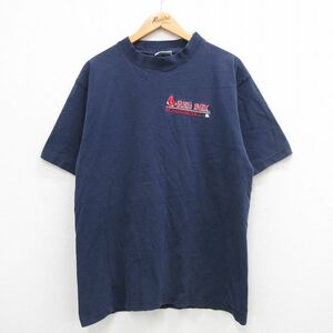 L/古着 マジェスティック 半袖 ビンテージ Tシャツ メンズ 00s MLB ボストンレッドソックス コットン クルーネック 紺 ネイビー メジャーリ