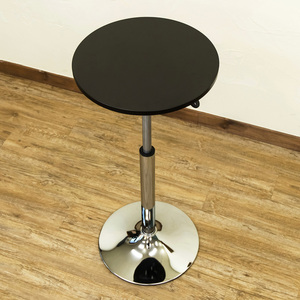 バーテーブル 丸 40cm幅 円形 昇降式 高さ調整 カフェテーブル ローテーブル 黒 ブラック スチール製 HT-13 BK