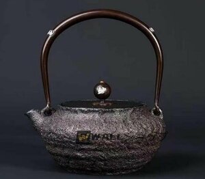 ★新品★極美品★ 砂鉄 大容量鉄壺 コーティングなし 手作り鉄 やかんを沸かす お茶の道具　800ML
