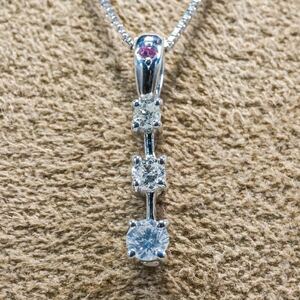 【0.005ct&0.25ct】K18WG 2.7g 45cm ホワイトゴールド レディース ダイヤモンドペンダント ネックレス Diamond Pendant ユニセックス 仕上