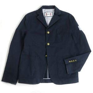 美品□モンクレールガムブルー GIACCA USED加工 ゴールドボタン/ロゴワッペン シングル デザインジャケット/ブレザー ネイビー 2 伊製 正規